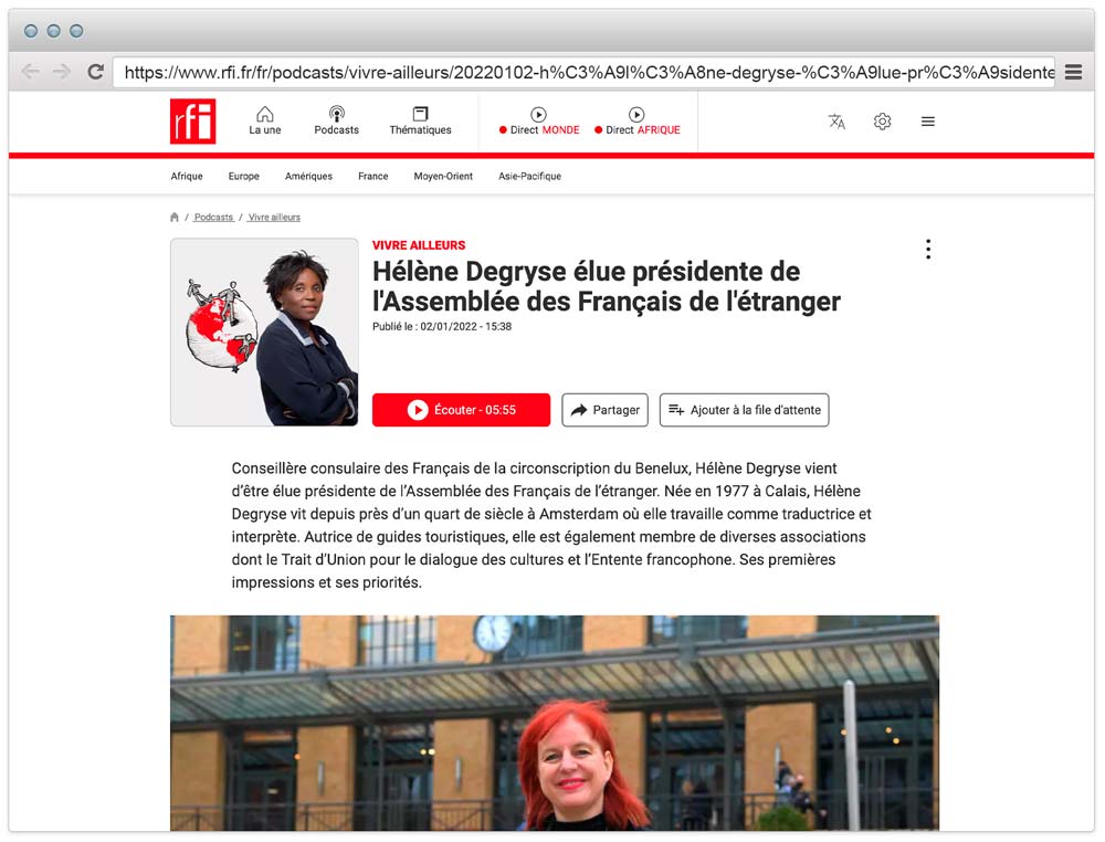 Hélène Degryse élue présidente de l'Assemblée des Français de l'étranger - Vivre ailleurs