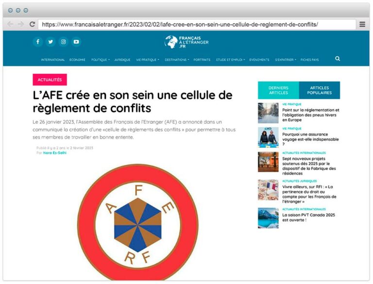 L’AFE crée en son sein une cellule de règlement de conflits - Journal des Français à l’étranger